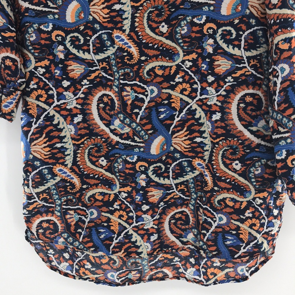Zara Basic Large Yellow Orange/Blue/Orange Print … - image 4